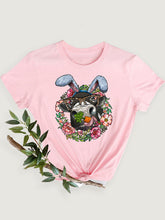 Lässiges Kurzarm-T-Shirt mit Oster-Fun-Print für Damen